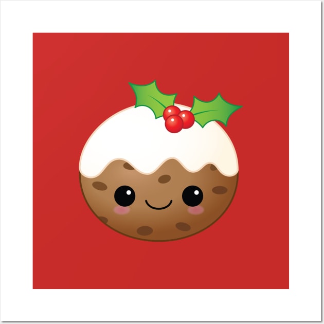 Cute Kawaii Christmas Pudding Wall Art by Tigerlynx